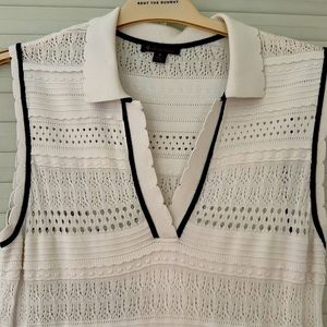 Classic white cotton knit, dress brooks brothers, white with black